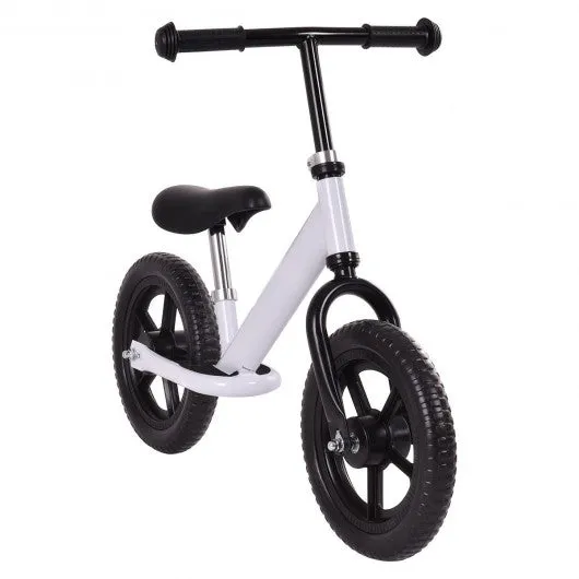 12" Kids No-Pedal Bike with Adjustable Seat -White