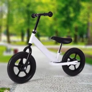 12" Kids No-Pedal Bike with Adjustable Seat -White