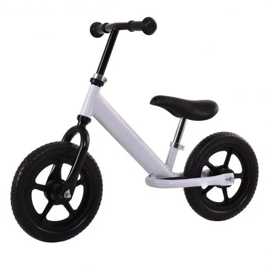 12" Kids No-Pedal Bike with Adjustable Seat -White