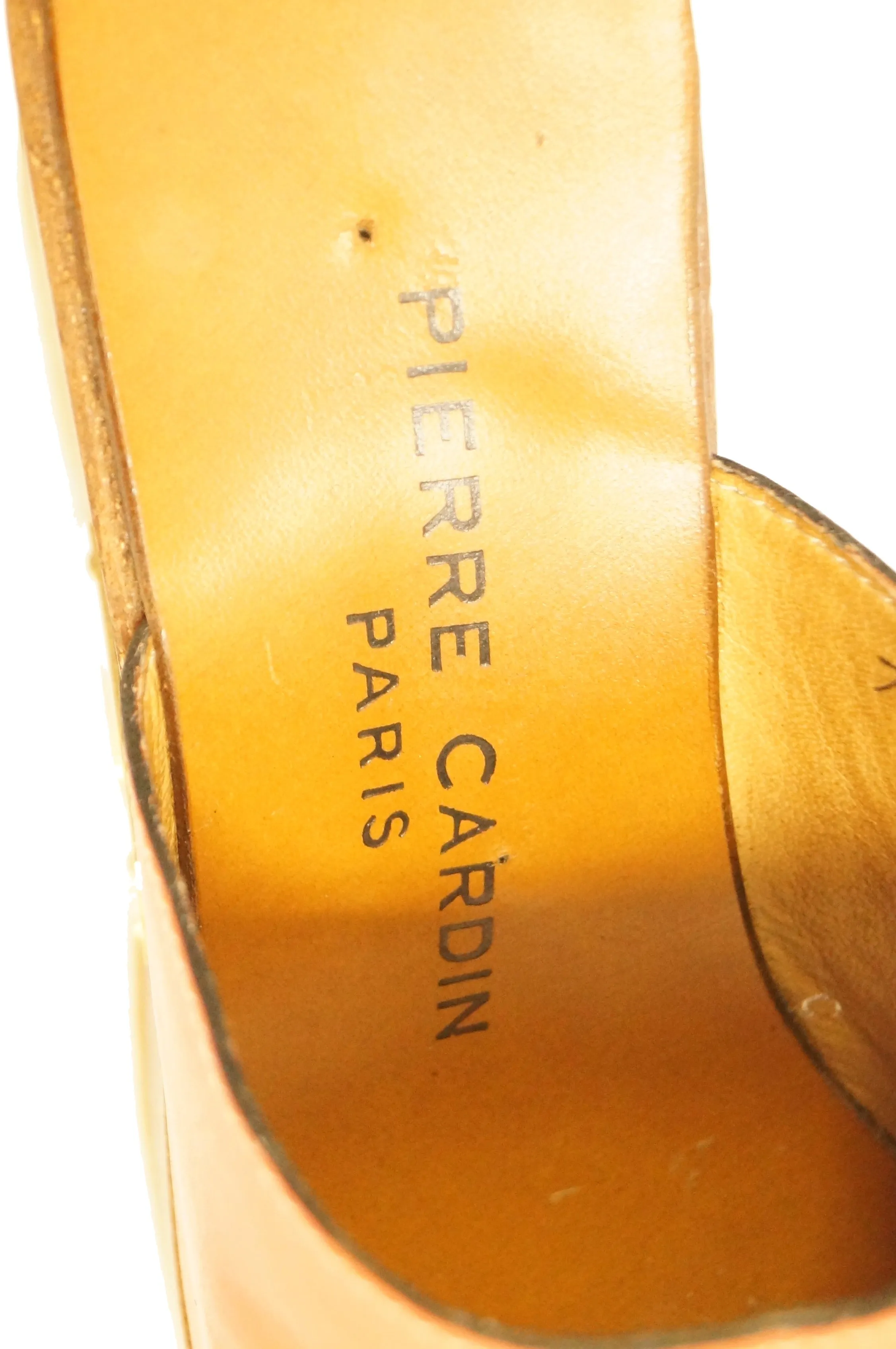 1970s Pierre Cardin Orange Leather and Wood Platform Mules, Iconic