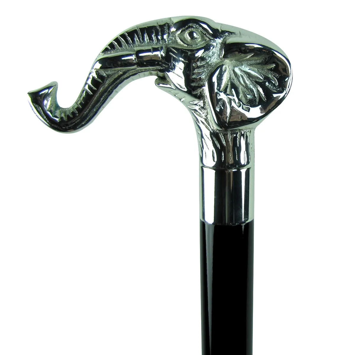 36" Elephant Head Gentleman's Cane with Silver Handle