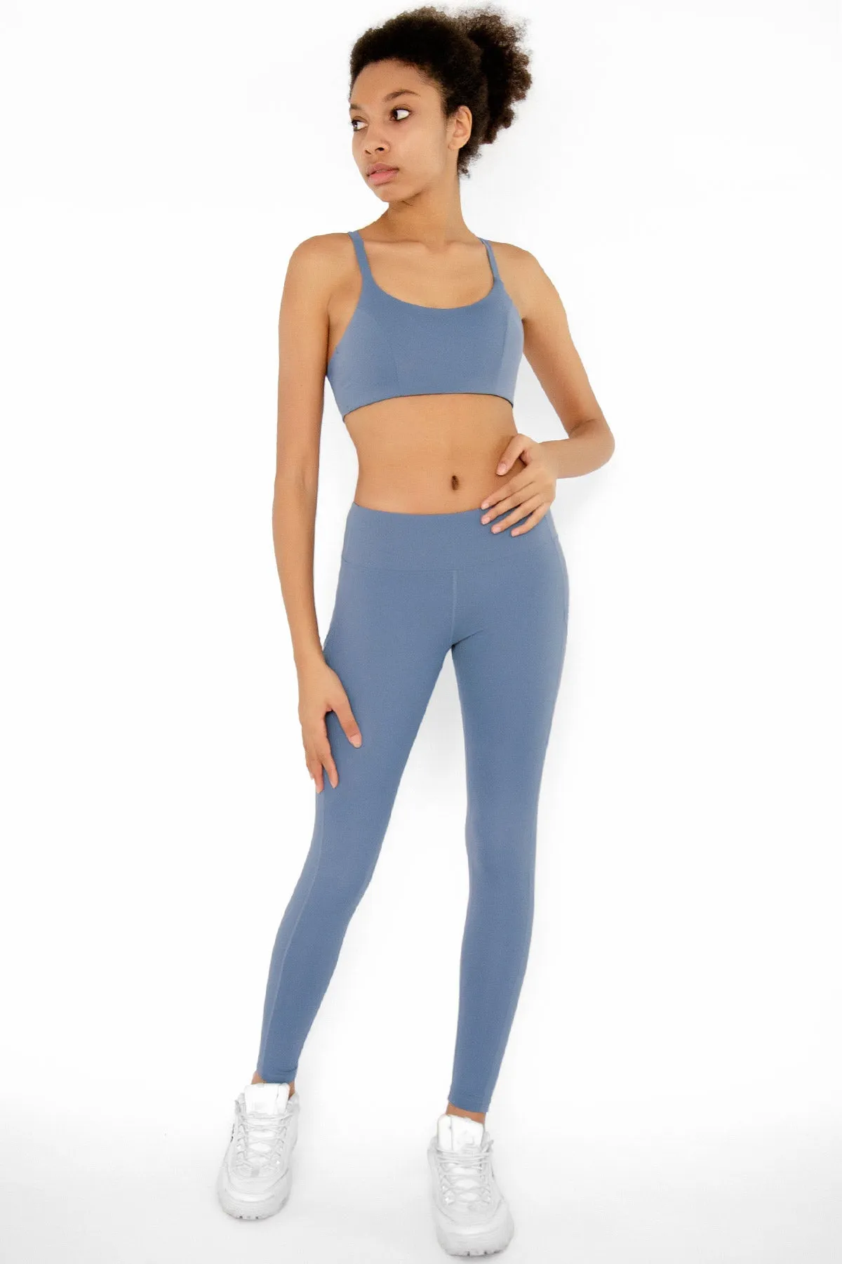 4 for $54 - Sky Blue Kelly Strappy Padded Sports Bra - Women