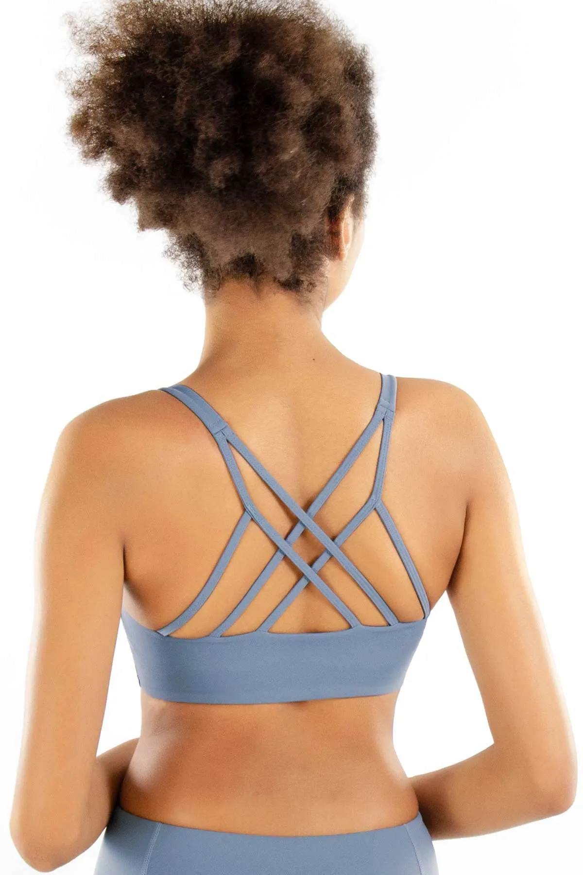 4 for $54 - Sky Blue Kelly Strappy Padded Sports Bra - Women