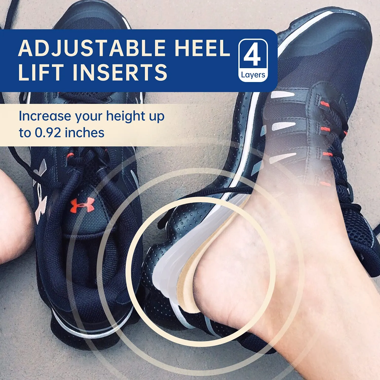 (4 Layers) Height Increase Insoles,Adjustable Orthopedic Heel Lift Inserts,Heel Cushions for Leg Length Discrepancies,Heel Pain,Heel Spurs and Achilles tendonitis for Men and Women.(1Pairs) 4Layer Women4.5-9.5/Men 6-8.5 4layers