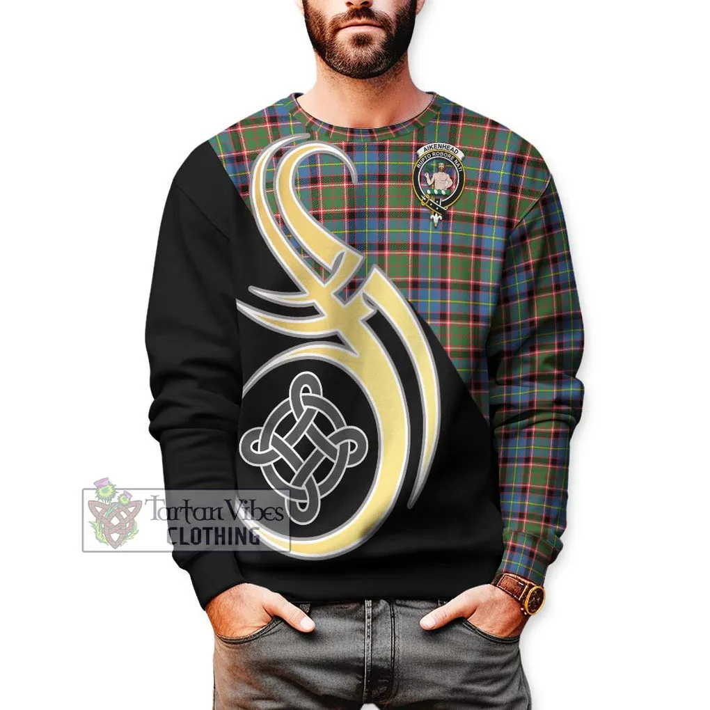 Aikenhead Tartan Sweatshirt with Family Crest and Celtic Symbol Style