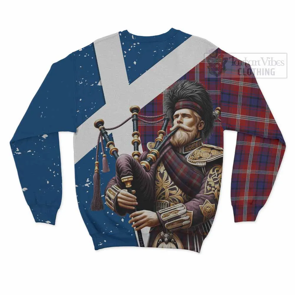 Ainslie Tartan Sweatshirt with Family Crest Scottish Bagpiper Vibes