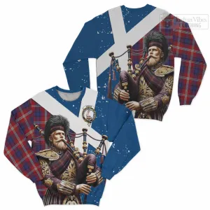 Ainslie Tartan Sweatshirt with Family Crest Scottish Bagpiper Vibes