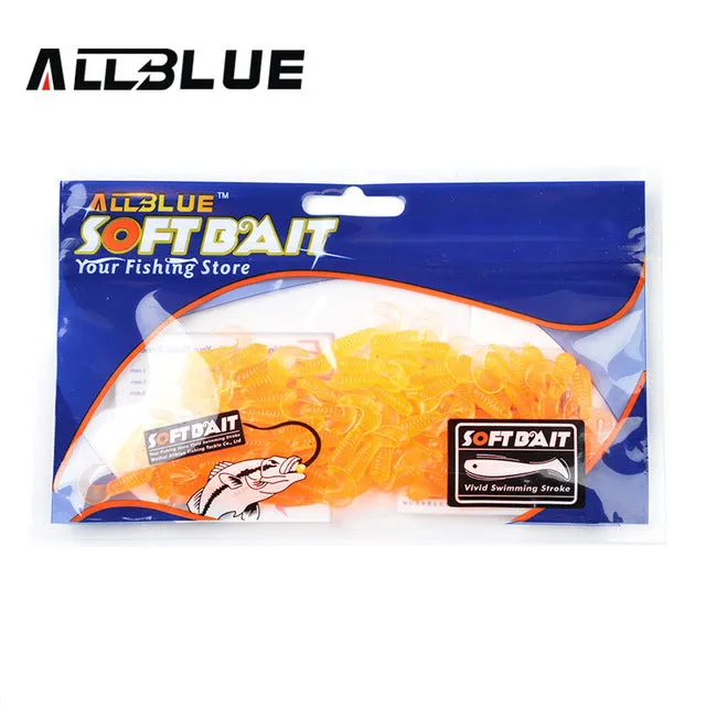 ALLBLUE Mini Fishing Lure Soft Bait Lure 25mm/0.27g 100pcs/lot 5 Colors Grub Worm Carp Fishing Tackle Isca Artificial