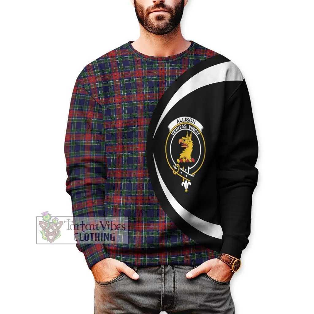 Allison Red Tartan Sweatshirt with Family Crest Circle Style