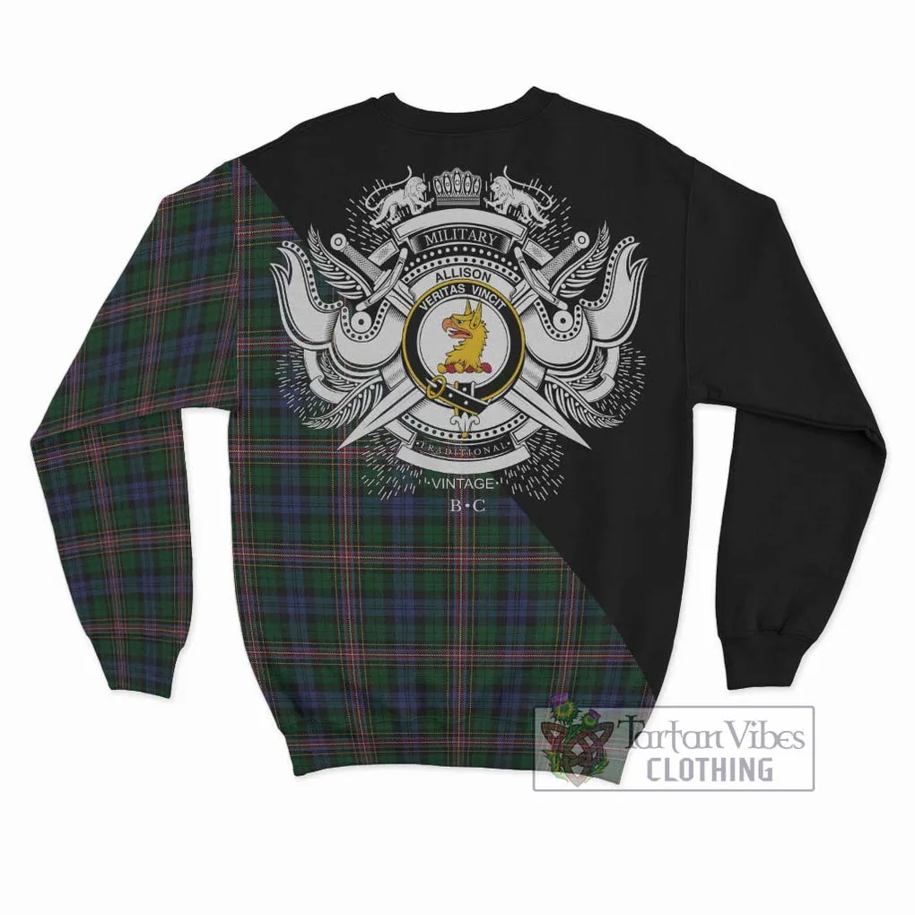 Allison Tartan Sweatshirt with Family Crest and Military Logo Style