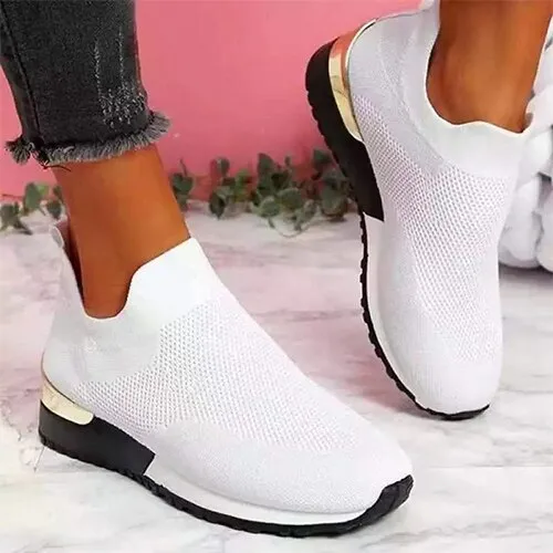 Amozae-Back to school   Women Breathable Mesh Sneaker Woman Elastic Band Flat Female Vulcanized Ladies Comfortable Sports Shoes Plus Size Footwear