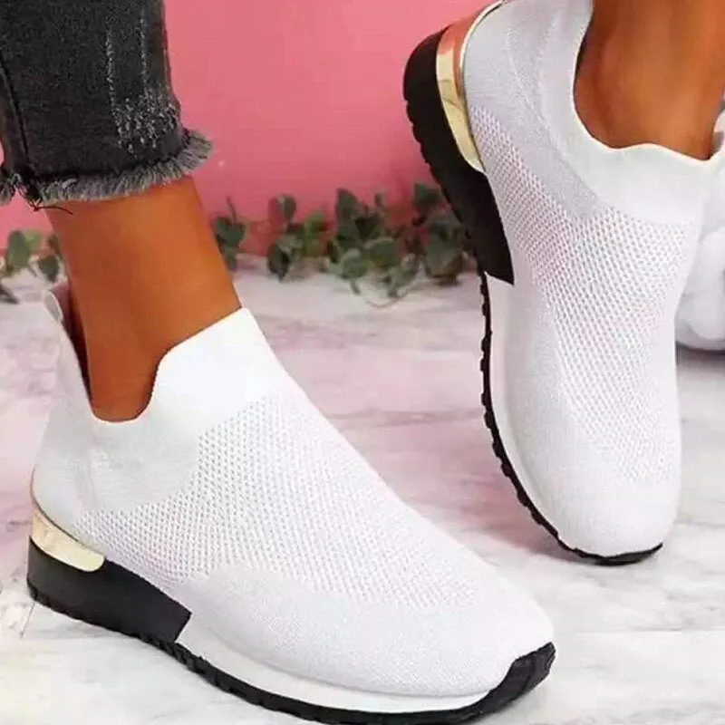 Amozae-Back to school   Women Breathable Mesh Sneaker Woman Elastic Band Flat Female Vulcanized Ladies Comfortable Sports Shoes Plus Size Footwear