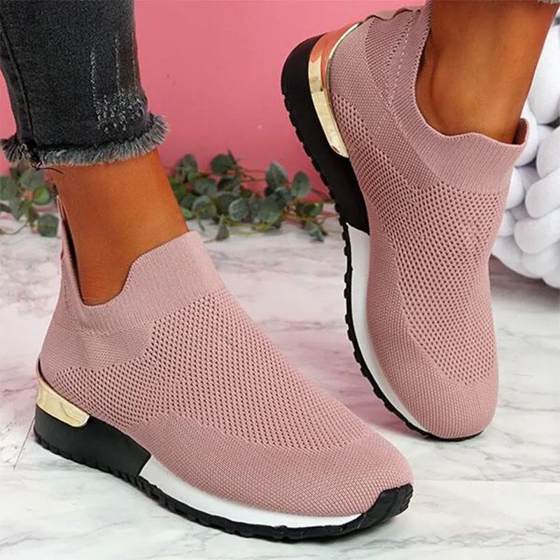 Amozae-Back to school   Women Breathable Mesh Sneaker Woman Elastic Band Flat Female Vulcanized Ladies Comfortable Sports Shoes Plus Size Footwear