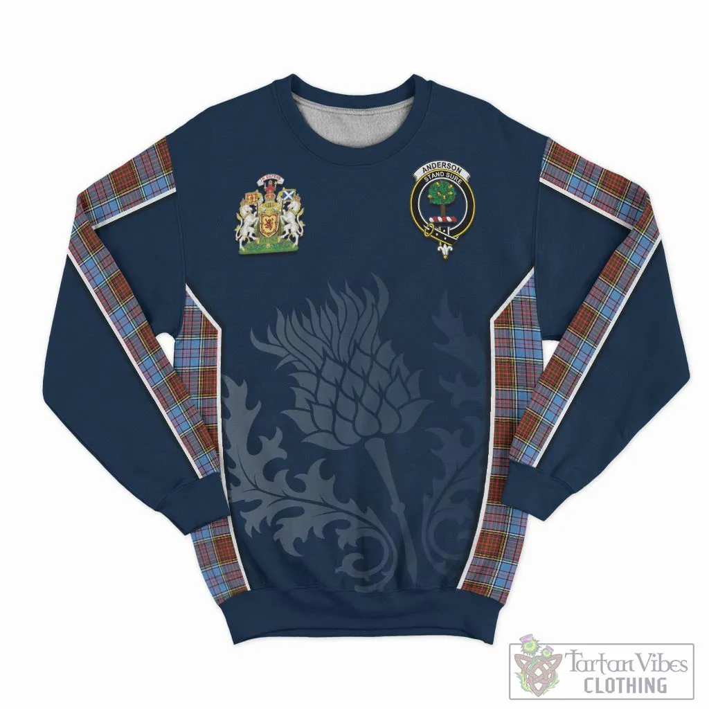 Anderson Modern Tartan Sweatshirt with Family Crest and Scottish Thistle Vibes Sport Style