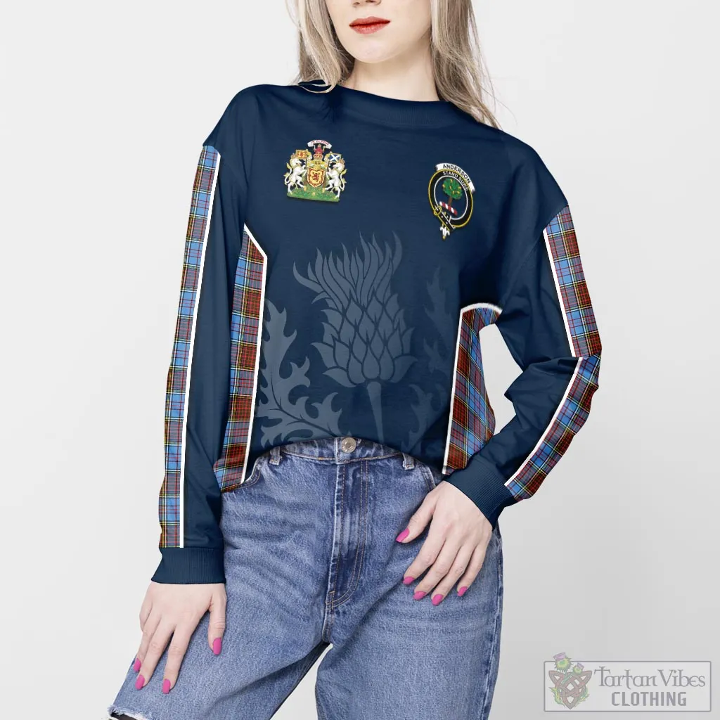 Anderson Modern Tartan Sweatshirt with Family Crest and Scottish Thistle Vibes Sport Style