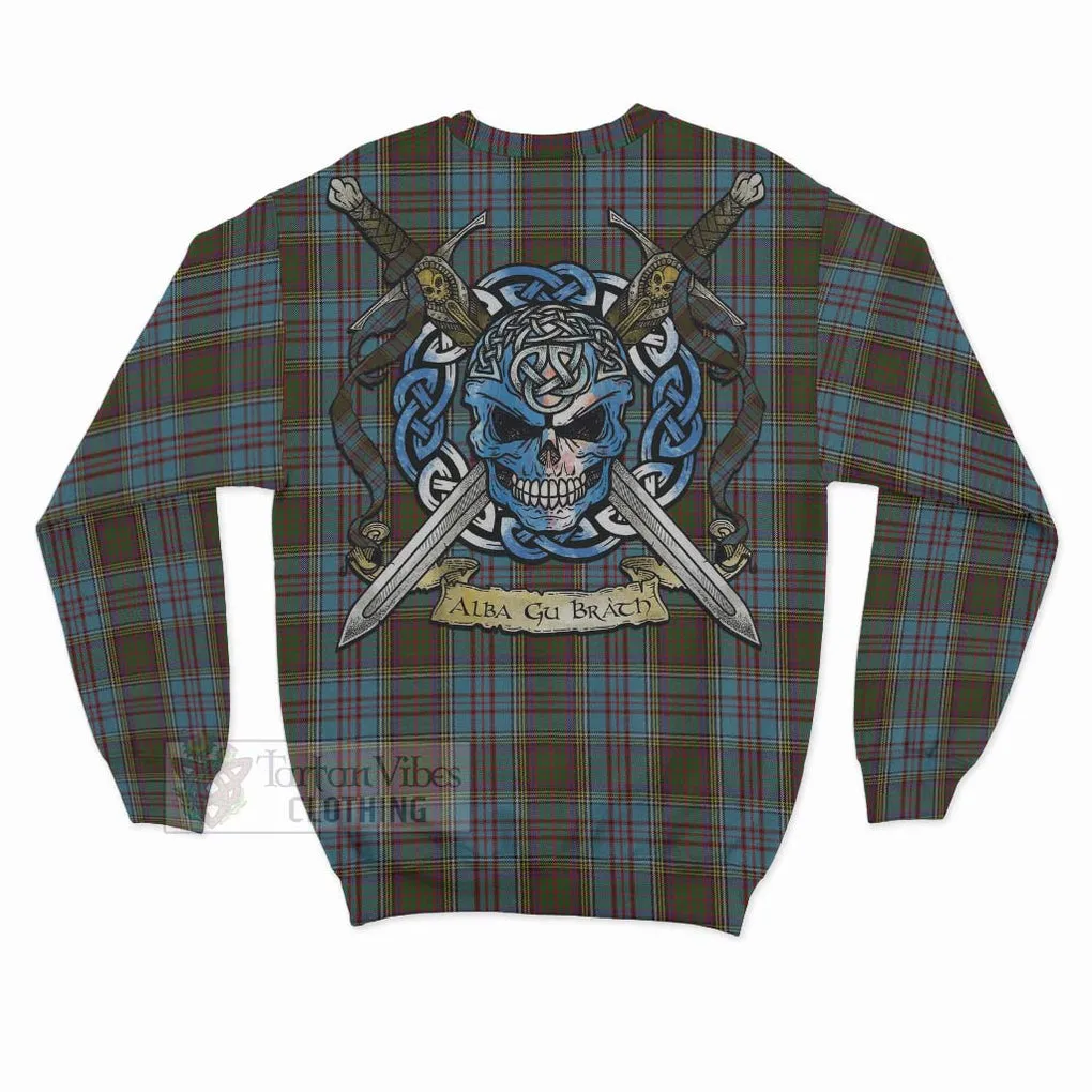 Anderson Tartan Sweatshirt with Family Crest Celtic Skull Style