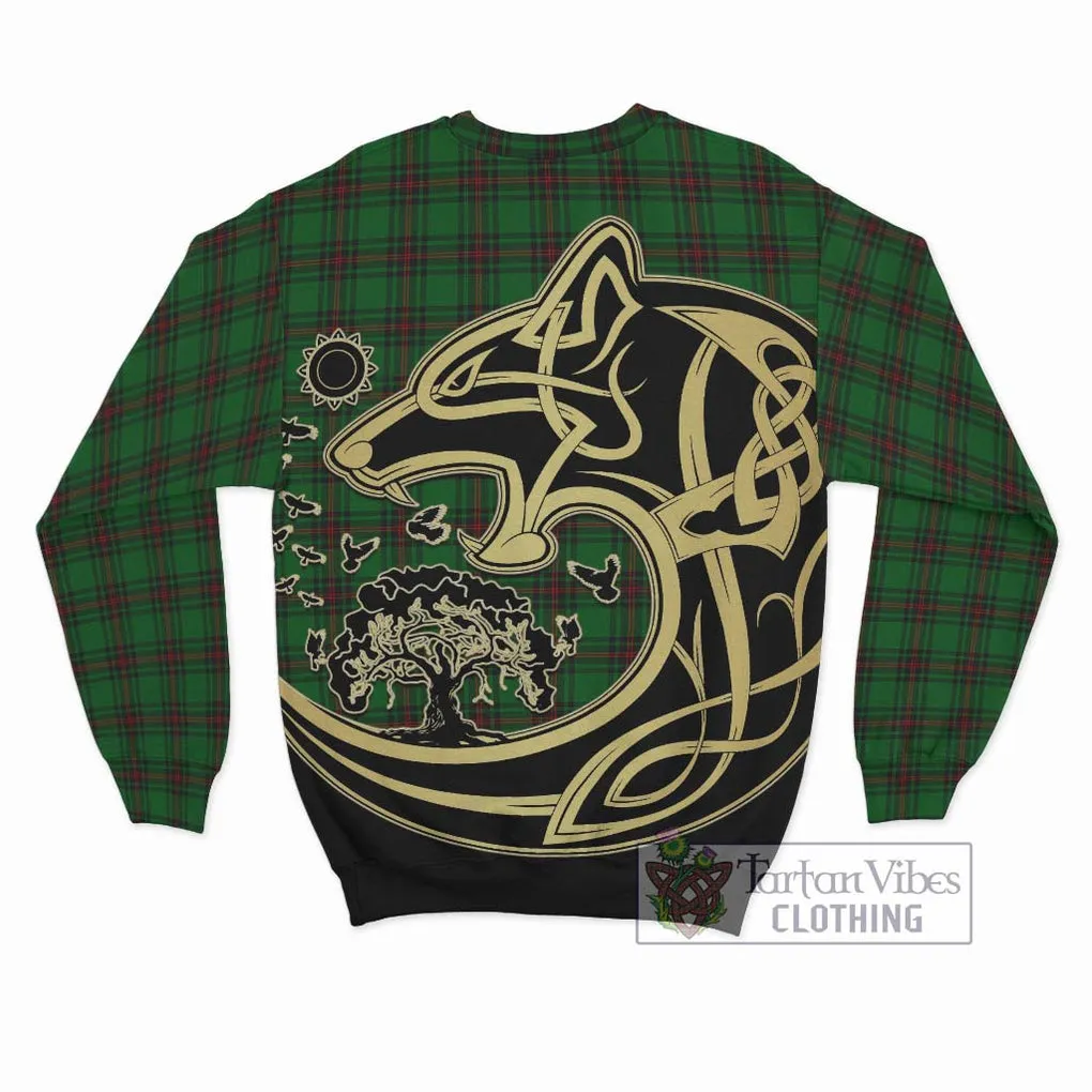 Anstruther Tartan Sweatshirt with Family Crest Celtic Wolf Style