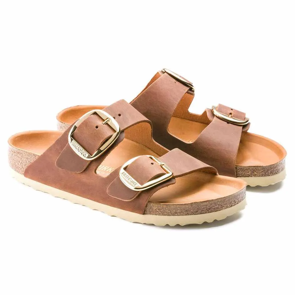 Arizona Big Buckle in Cognac Oiled Leather Regular Width by Birkenstock