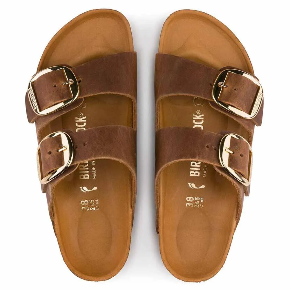 Arizona Big Buckle in Cognac Oiled Leather Regular Width by Birkenstock