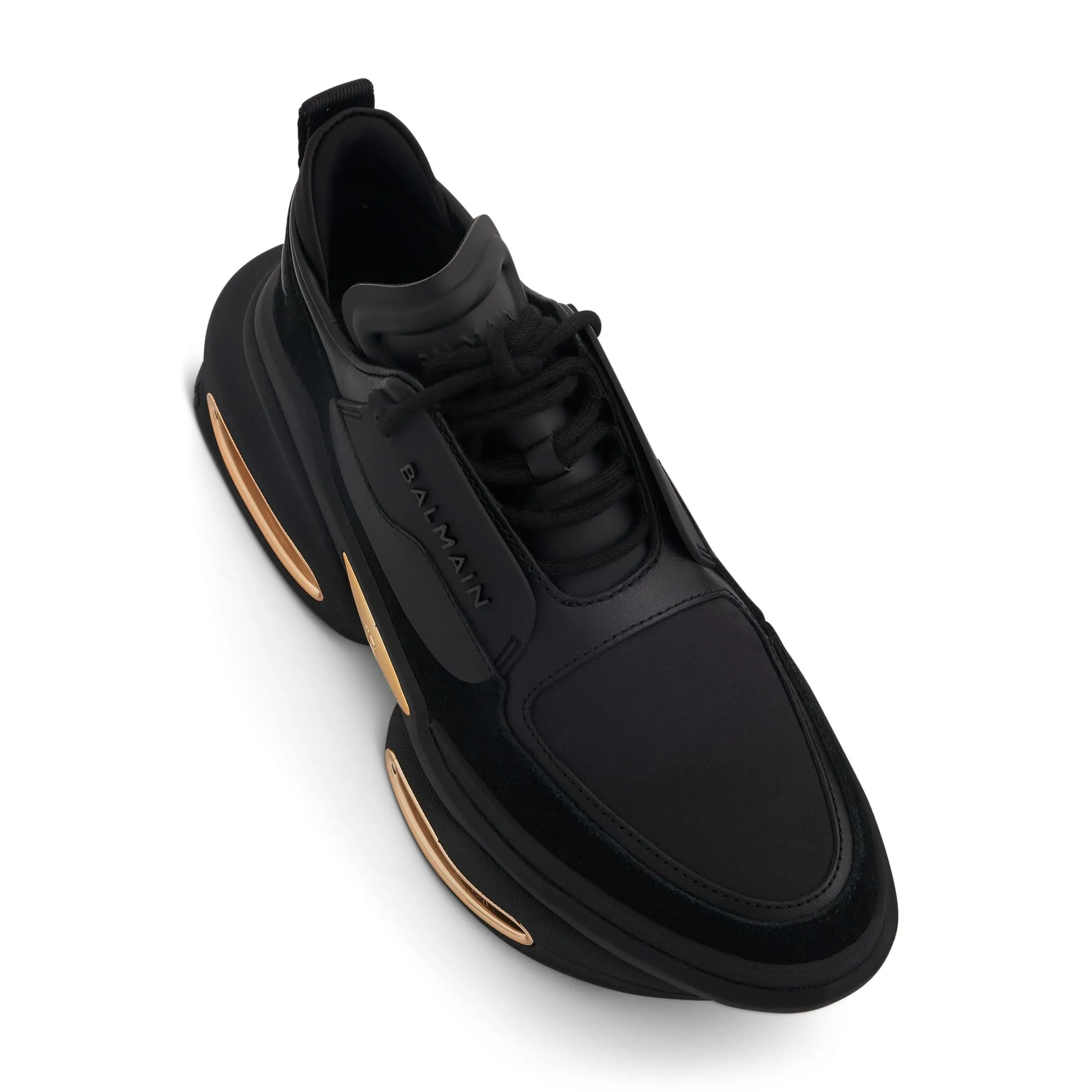 B-Bold Low Calfskin & Suede Sneakers in Black