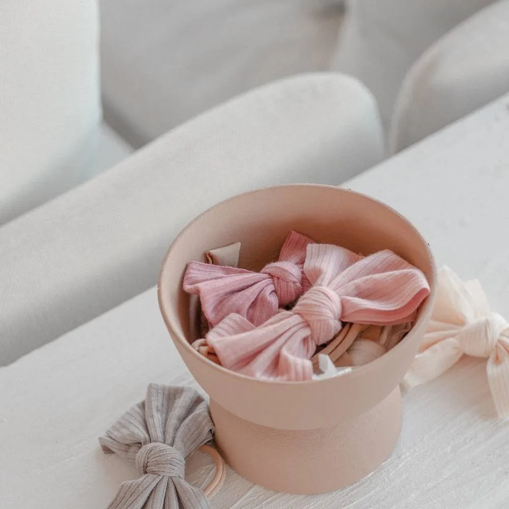 Baby Mini Textured Bow Headband in Fairy Floss