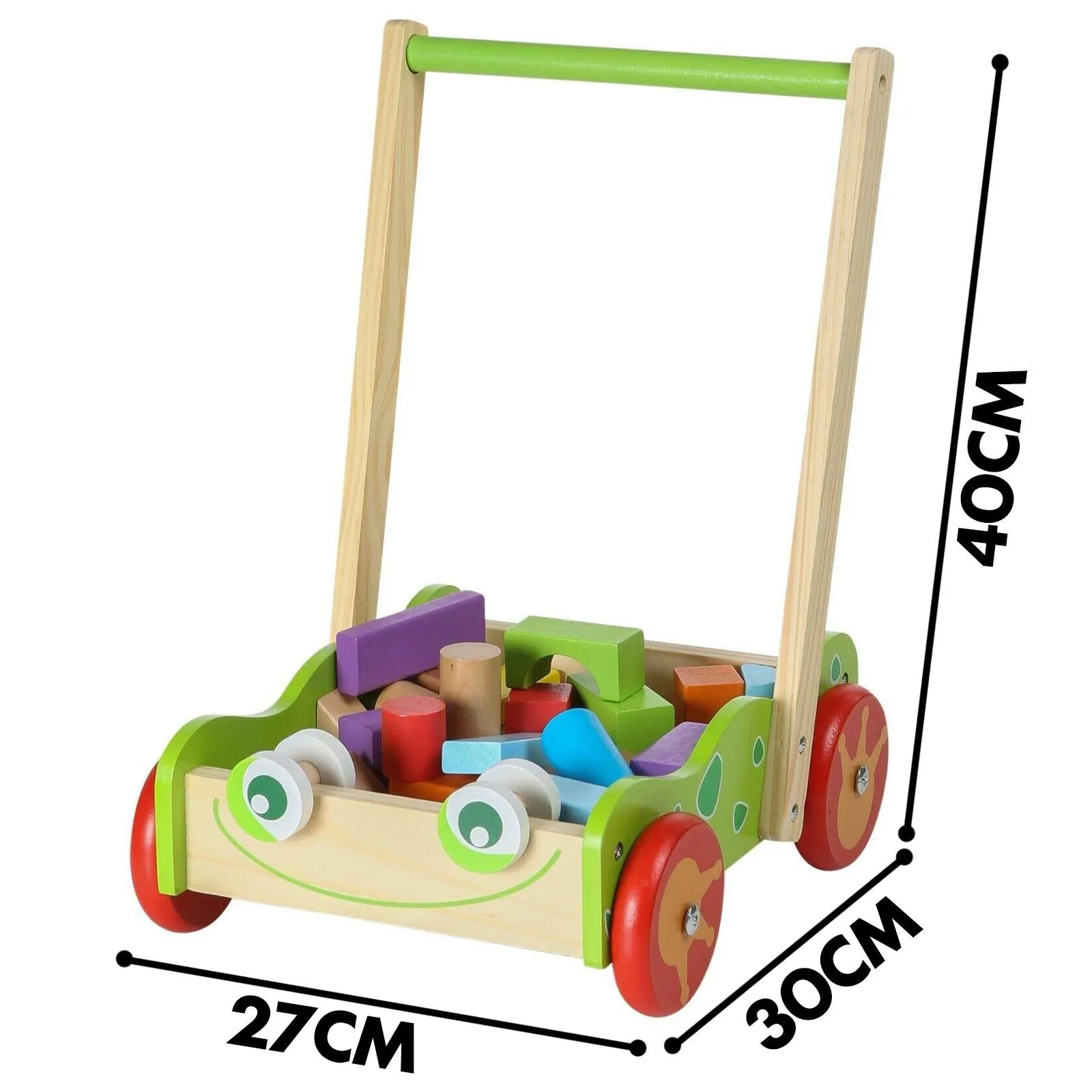 Baby Wooden Walker and Building Bricks Set