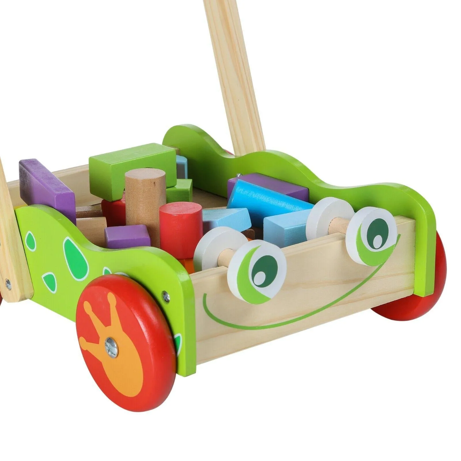 Baby Wooden Walker and Building Bricks Set