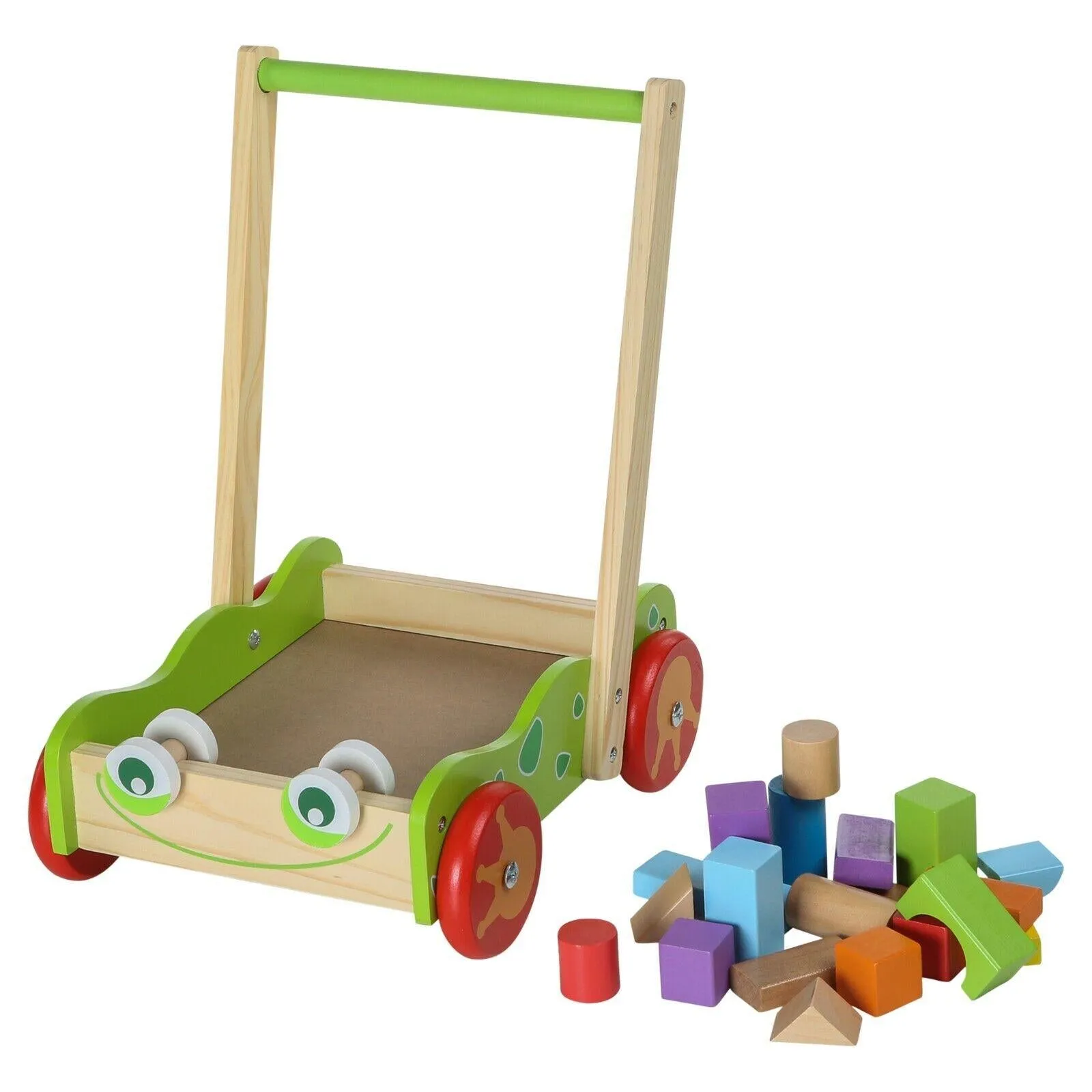 Baby Wooden Walker and Building Bricks Set