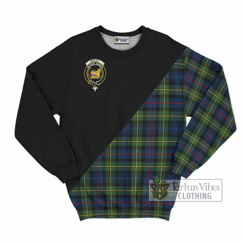 Bailey Modern Tartan Sweatshirt with Family Crest and Military Logo Style