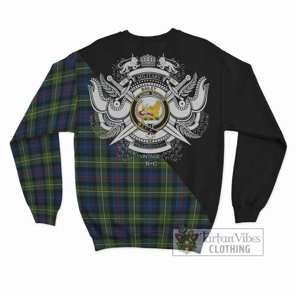 Bailey Modern Tartan Sweatshirt with Family Crest and Military Logo Style