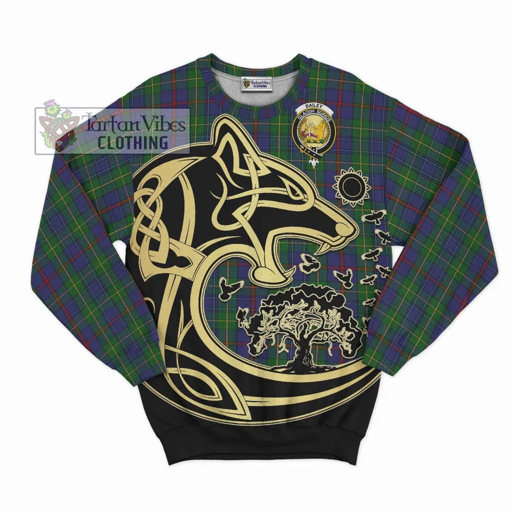 Bailey Tartan Sweatshirt with Family Crest Celtic Wolf Style