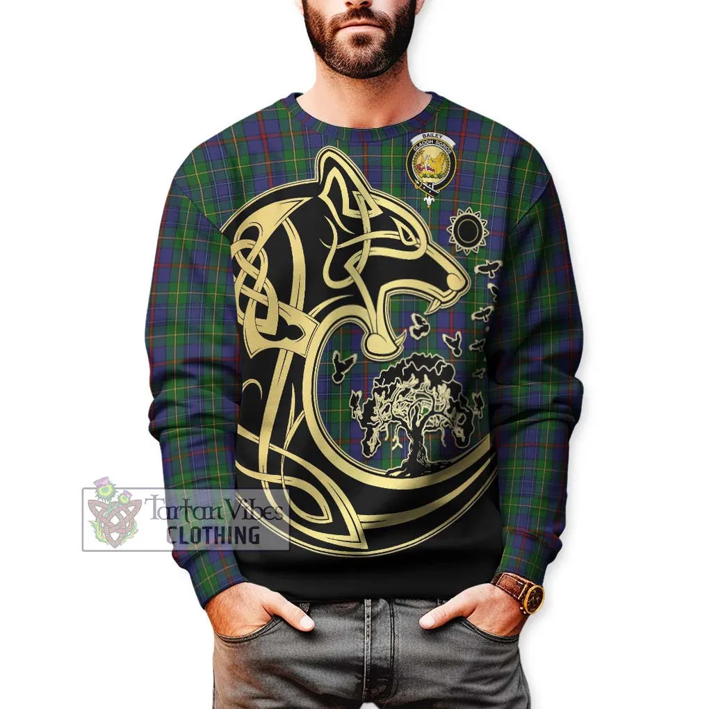 Bailey Tartan Sweatshirt with Family Crest Celtic Wolf Style