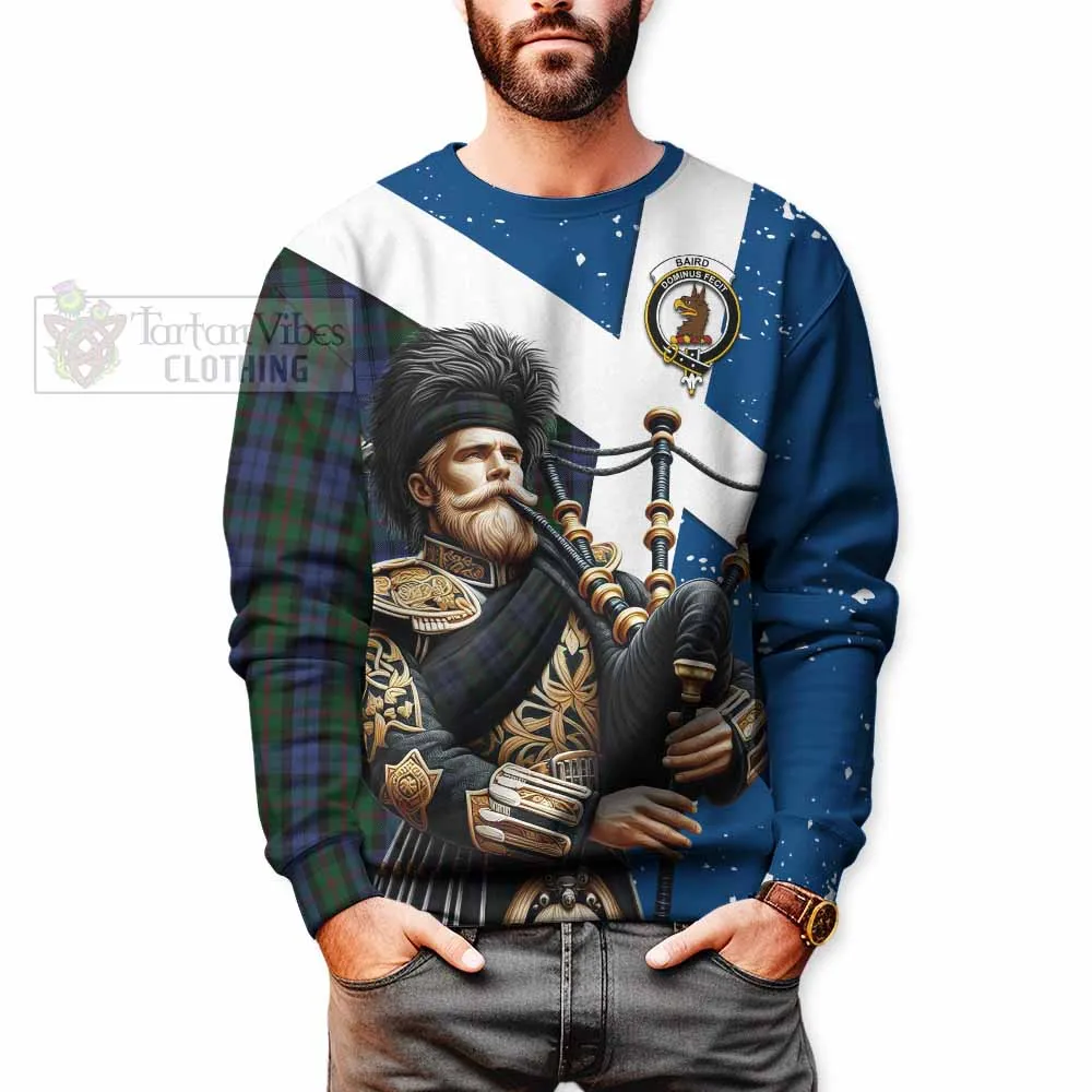 Baird Tartan Sweatshirt with Family Crest Scottish Bagpiper Vibes