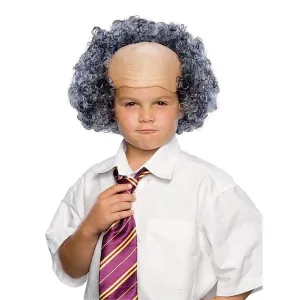 Bald Man Wig with Grey Curly Sides - Child