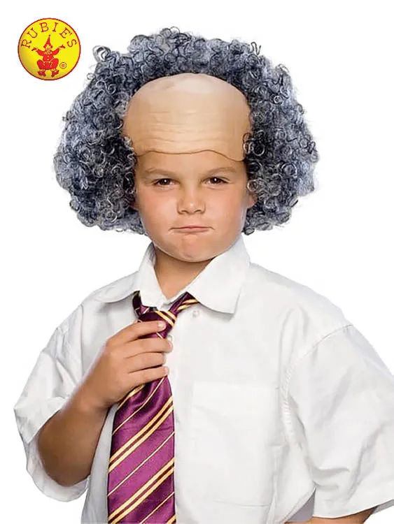 BALD WIG WITH GREY CURLY SIDES - CHILD