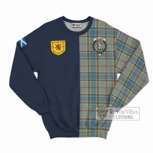 Balfour Blue Tartan Sweatshirt Alba with Scottish Lion Royal Arm Half Style