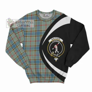 Balfour Blue Tartan Sweatshirt with Family Crest Circle Style