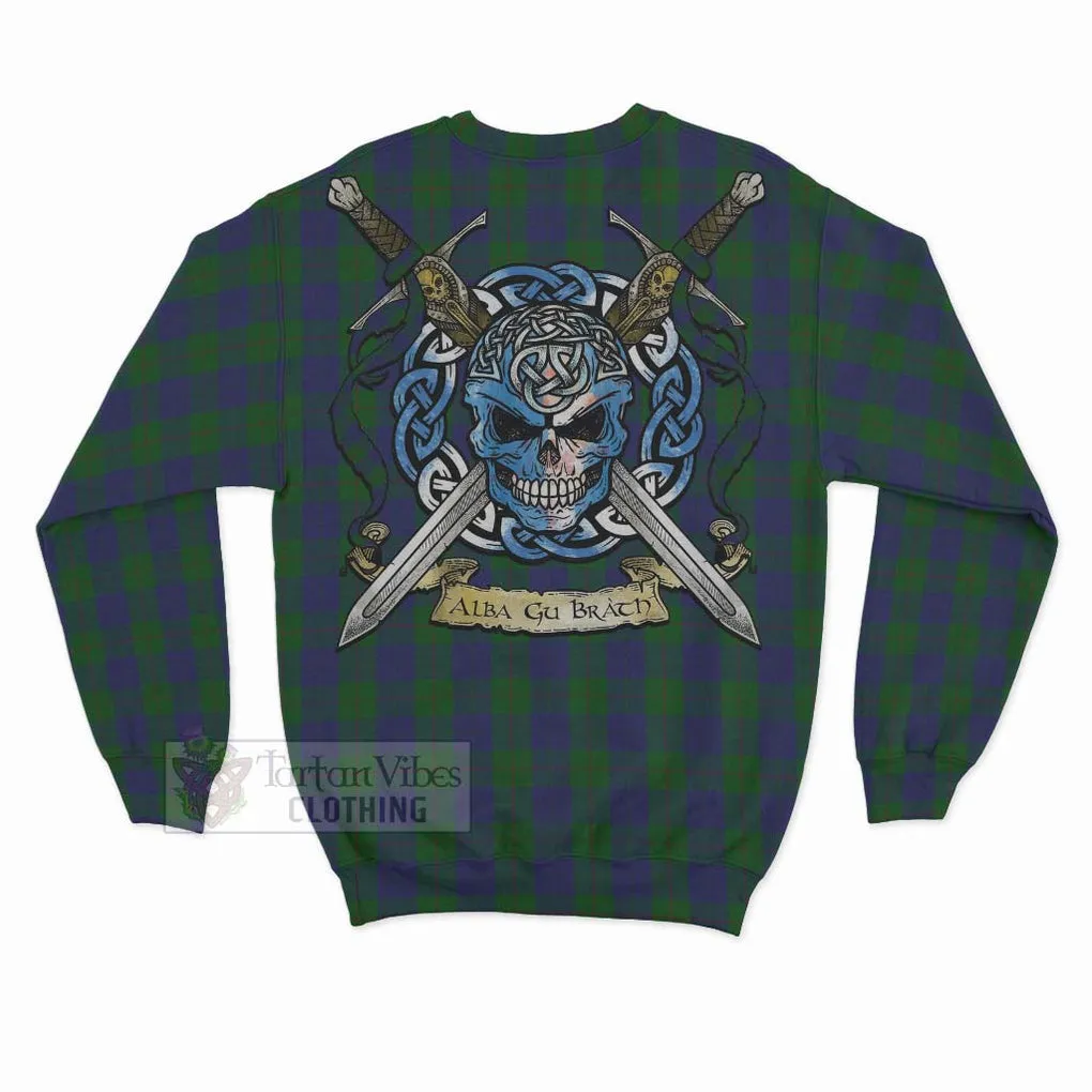 Barclay Tartan Sweatshirt with Family Crest Celtic Skull Style