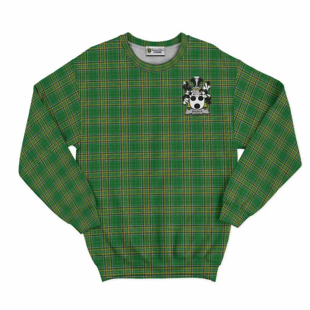 Basile Irish Clan Tartan Sweatshirt with Coat of Arms