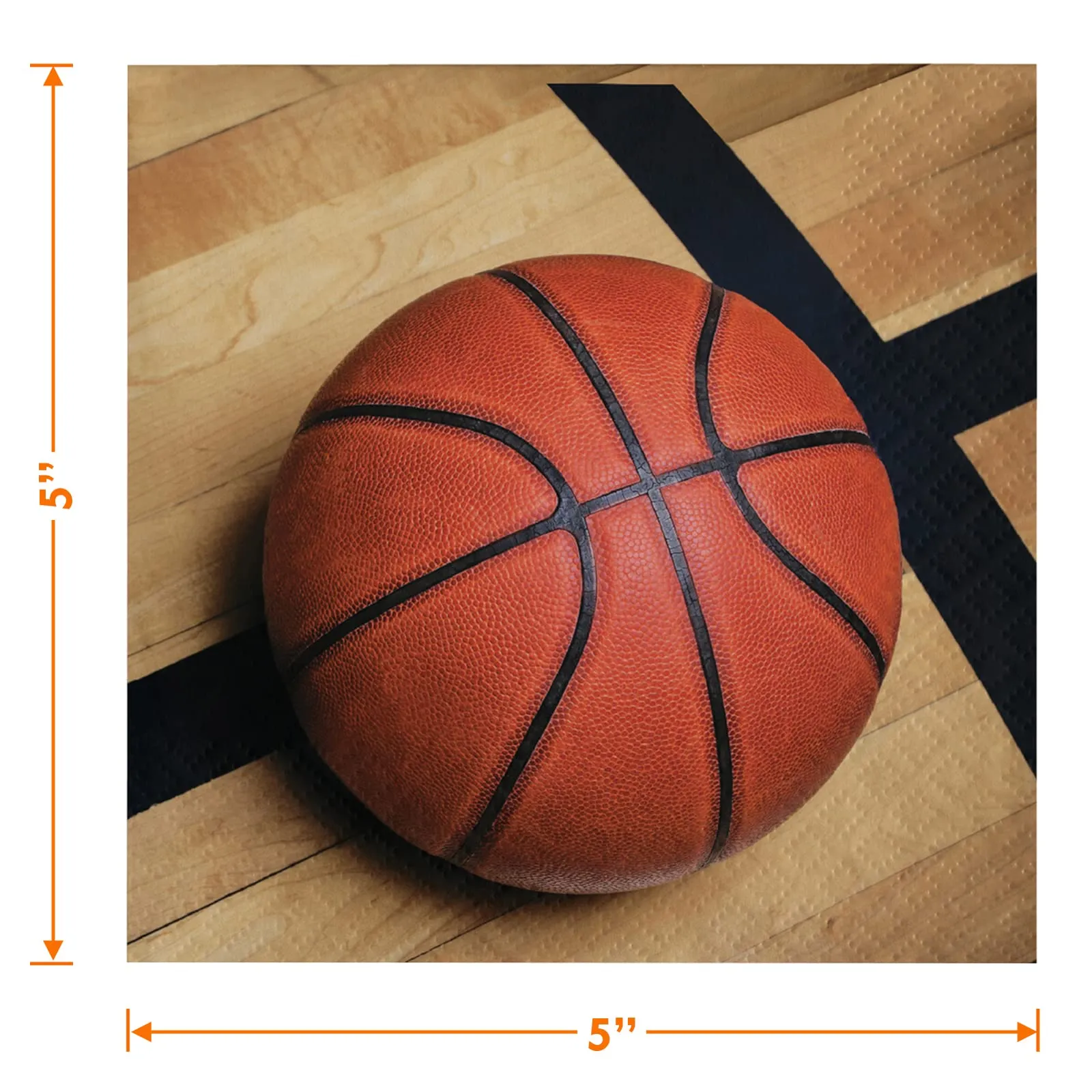 Basketball Party Supplies - Basketball Paper Dessert Plates, Napkins, and Forks (Serves 16)