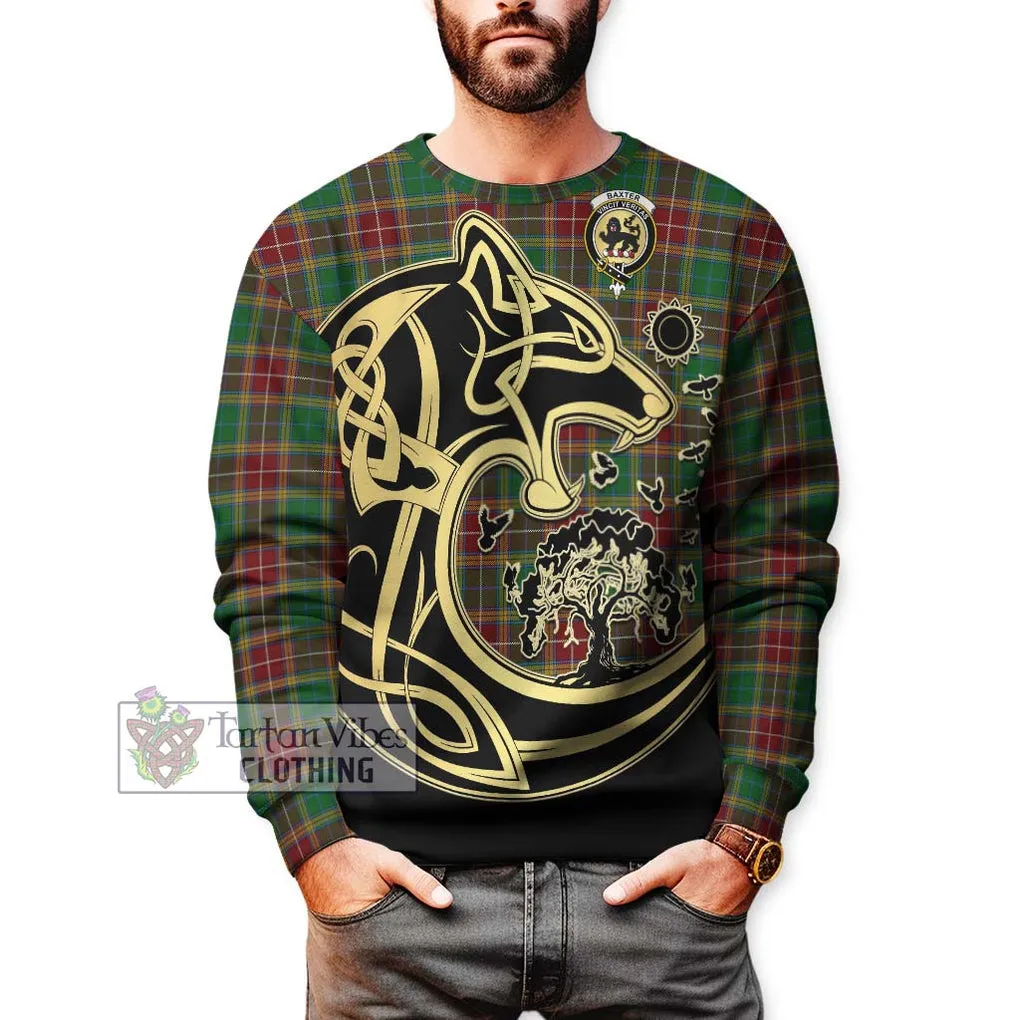 Baxter Tartan Sweatshirt with Family Crest Celtic Wolf Style