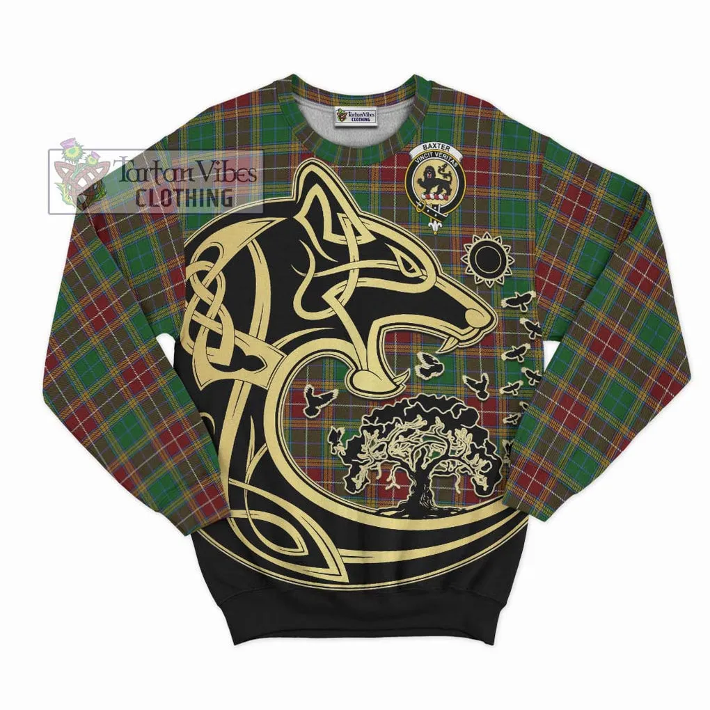 Baxter Tartan Sweatshirt with Family Crest Celtic Wolf Style