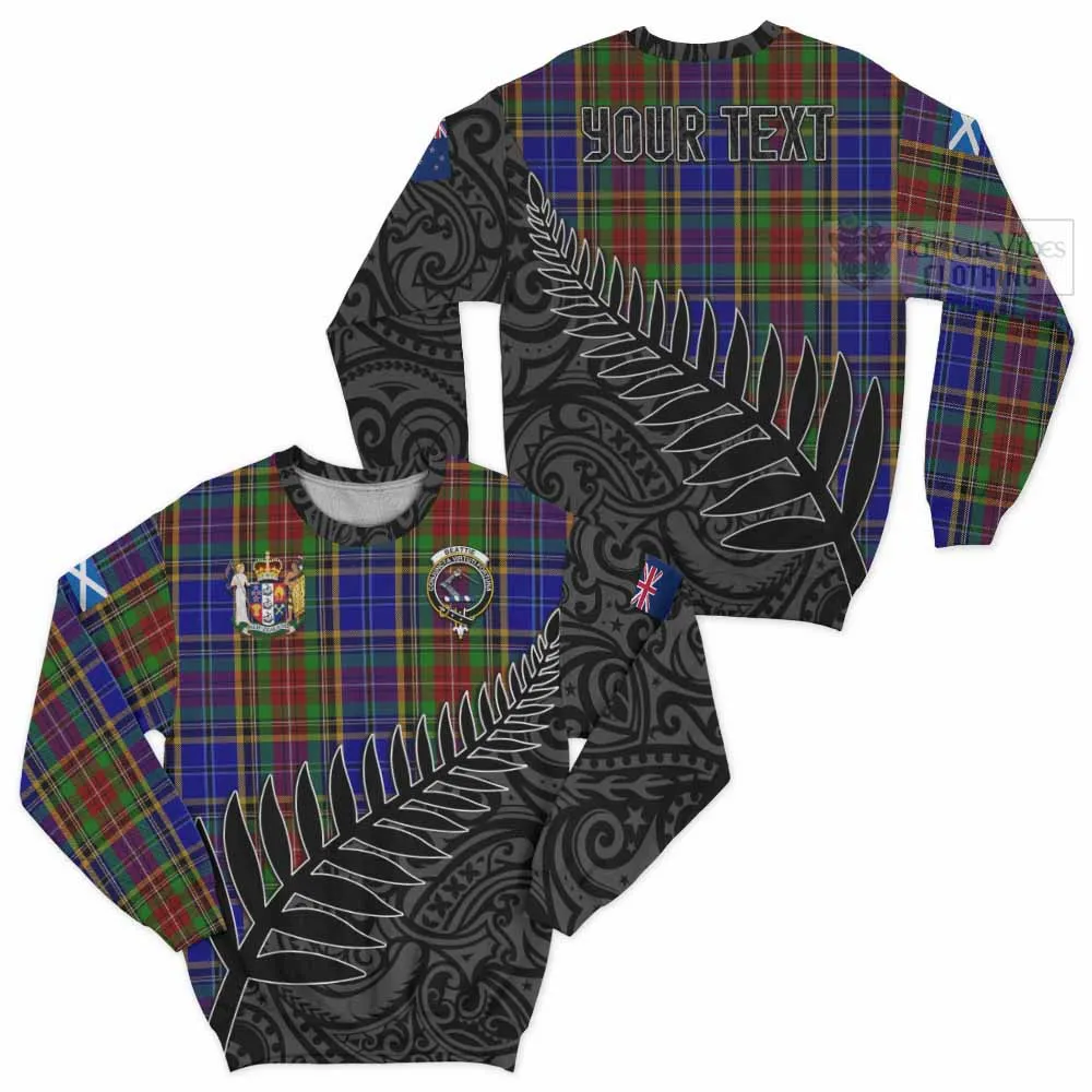 Beattie (Beatty) Crest Tartan Sweatshirt with New Zealand Silver Fern Half Style