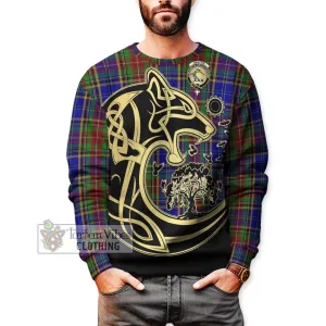 Beattie Tartan Sweatshirt with Family Crest Celtic Wolf Style