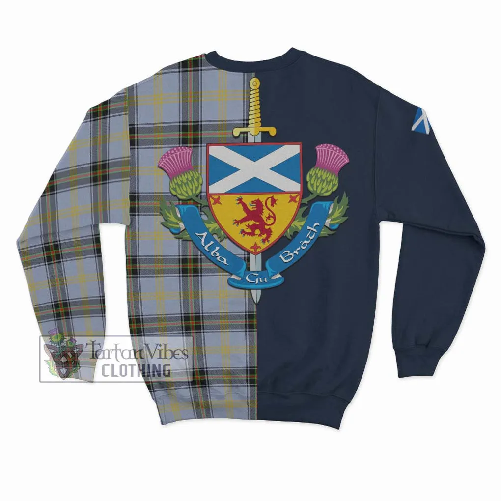 Bell Tartan Sweatshirt Alba with Scottish Lion Royal Arm Half Style