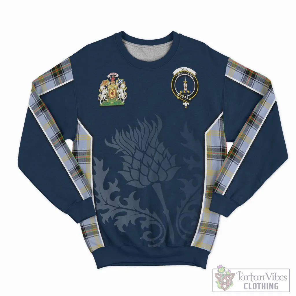 Bell Tartan Sweatshirt with Family Crest and Scottish Thistle Vibes Sport Style