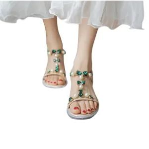 Big Rhinestone Bohemian Summer Sandals