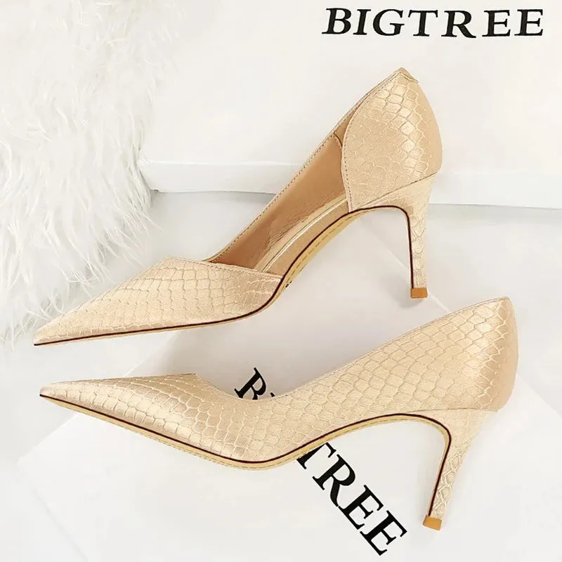 BIGTREE Shoes Designer New Women Pumps Pointed Toe High Heels Ladies Shoes Fashion Heels Pumps Sexy Party Shoes Plus Size 43