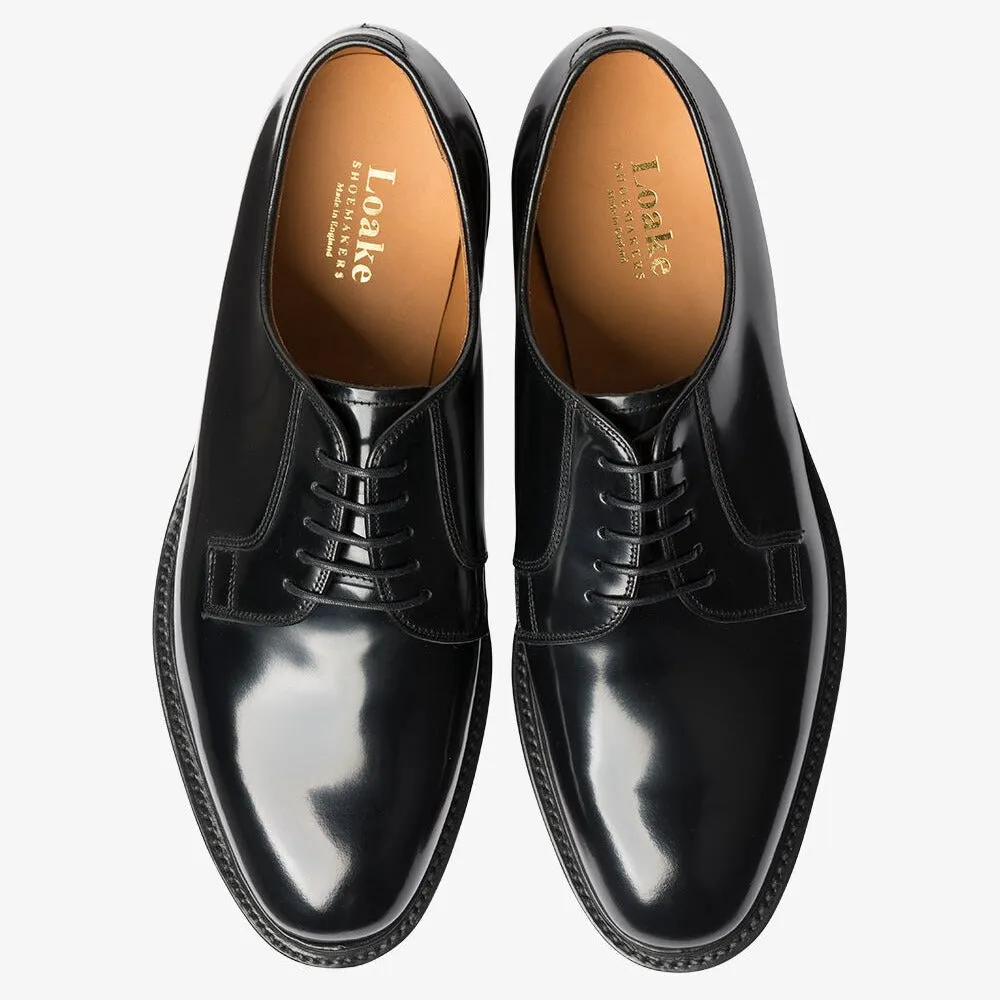 Black 771 Polished Leather Plain Tie Derby Shoes