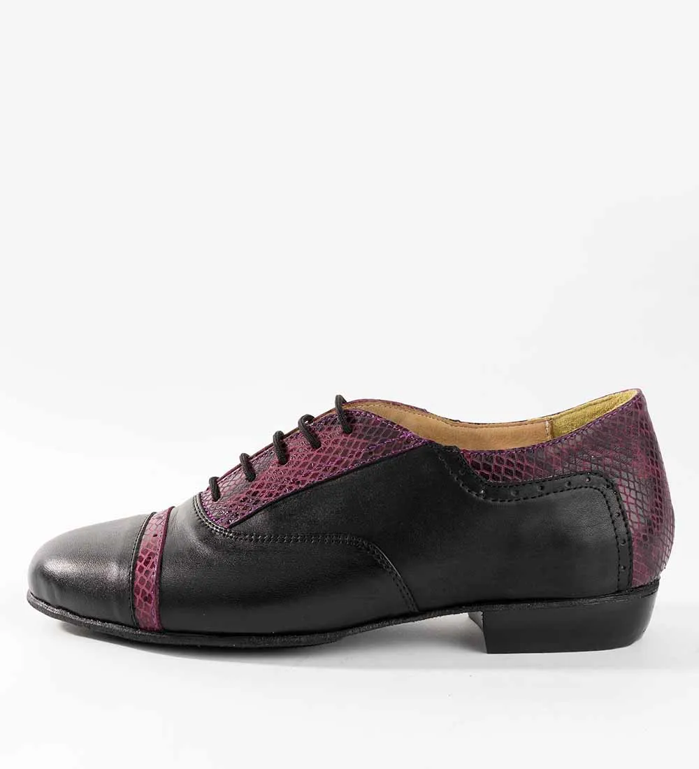 Black and Purple Snake Texture - Handmade Tango Shoes - Clasico 1074